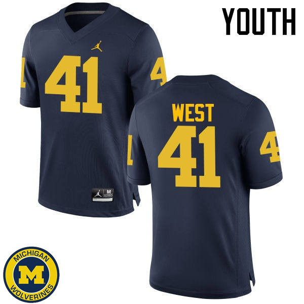 Youth Michigan Wolverines #41 Jacob West Navy Fashion Player Jersey